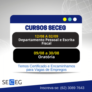 Cursos Profissionalizantes SECEG. Matrculas Abertas!
